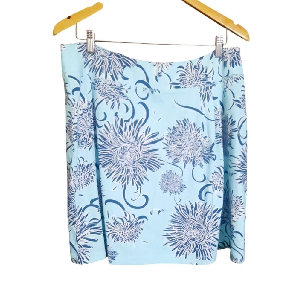 Title Nine Womens Blue Floral Breeze Flowy Pull-On Skirt Size XL NWT